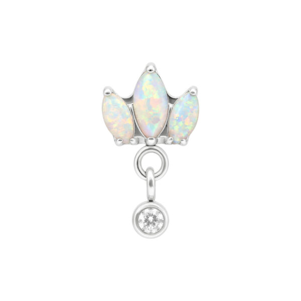 Lotus de Opal con pequeño colgante de diamante, color plateado