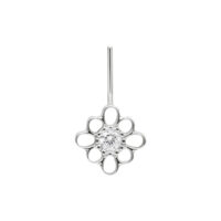 Adorno floral en oro blanco con cristal claro sobre fondo blanco
