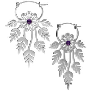 Aros Florales de Amatista Par